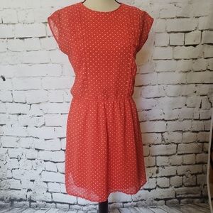 ZARA | orange polka dot lined dress | Size M